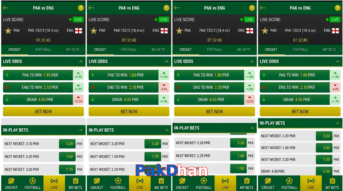 Game list for PakDhan bet section